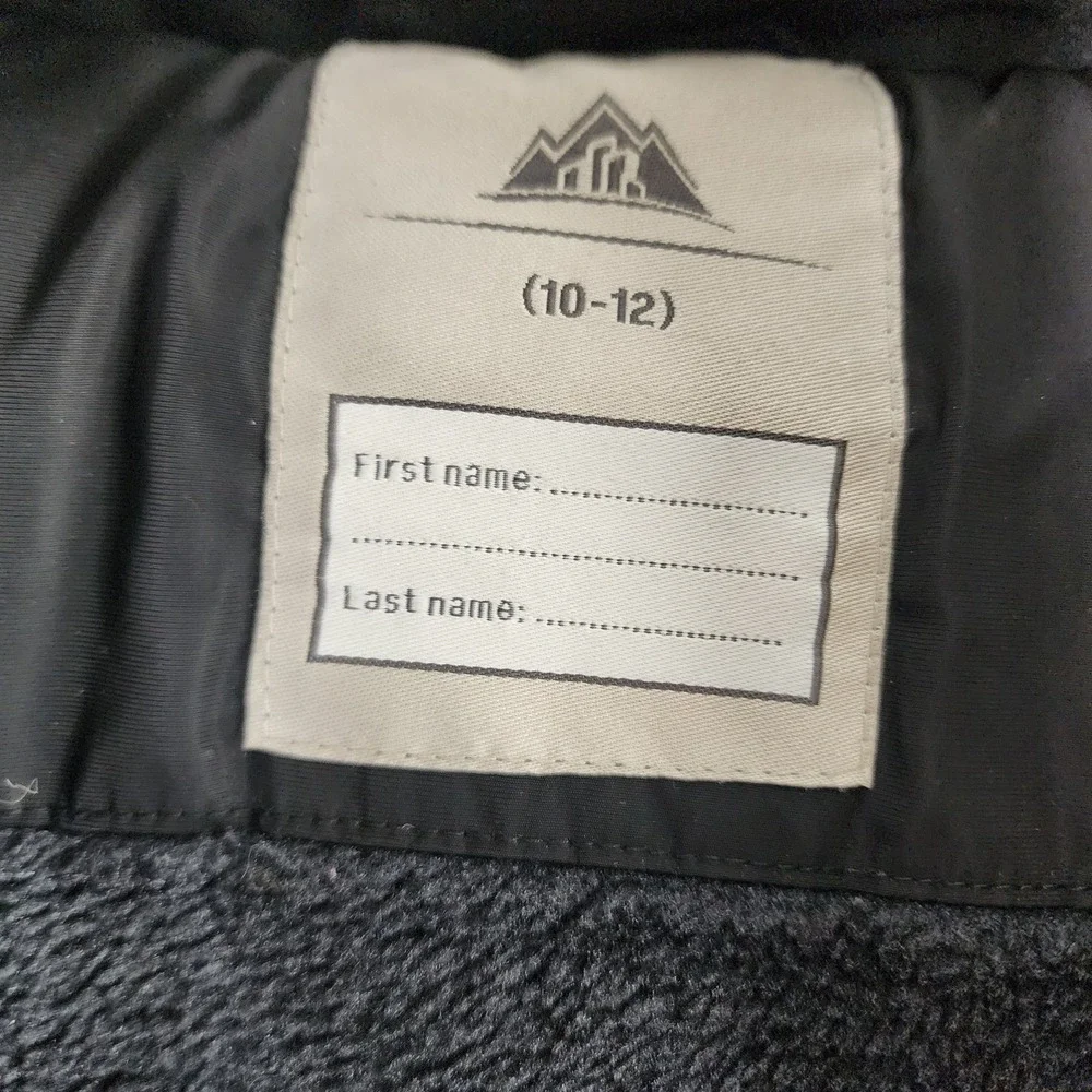 Kids MOERDENG‎ Black Hooded Parka Jacket Patches and Faux Fur Trim Size 10-12